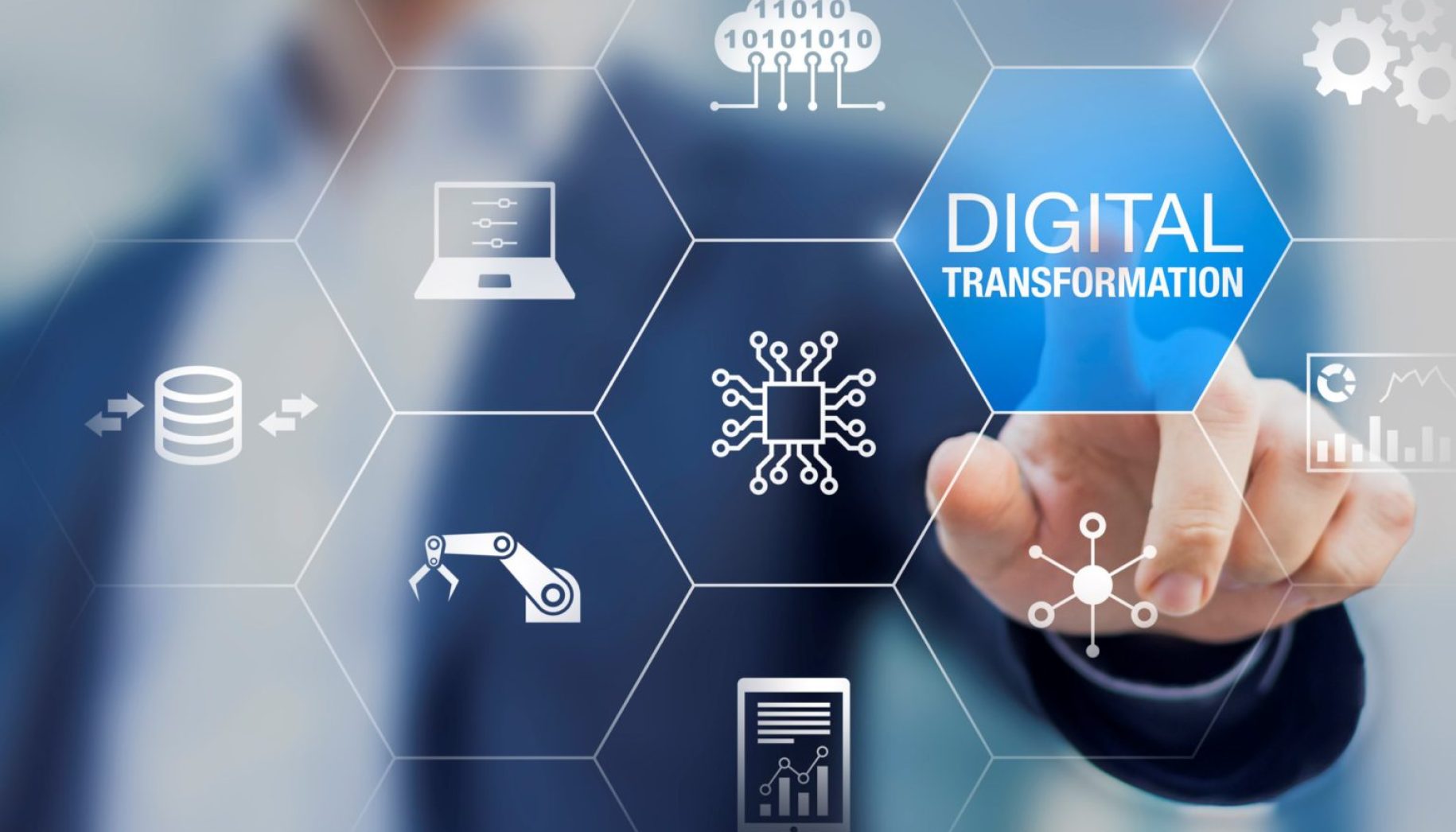 Digital transformation technology strategy, digitization and digitalization of business processes and data, optimize and automate operations, customer service management, internet and cloud computing