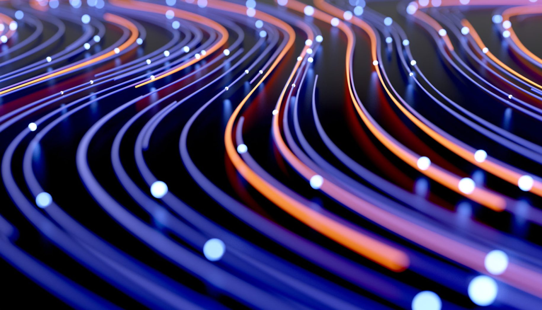 Abstract background of wires and glowing particles